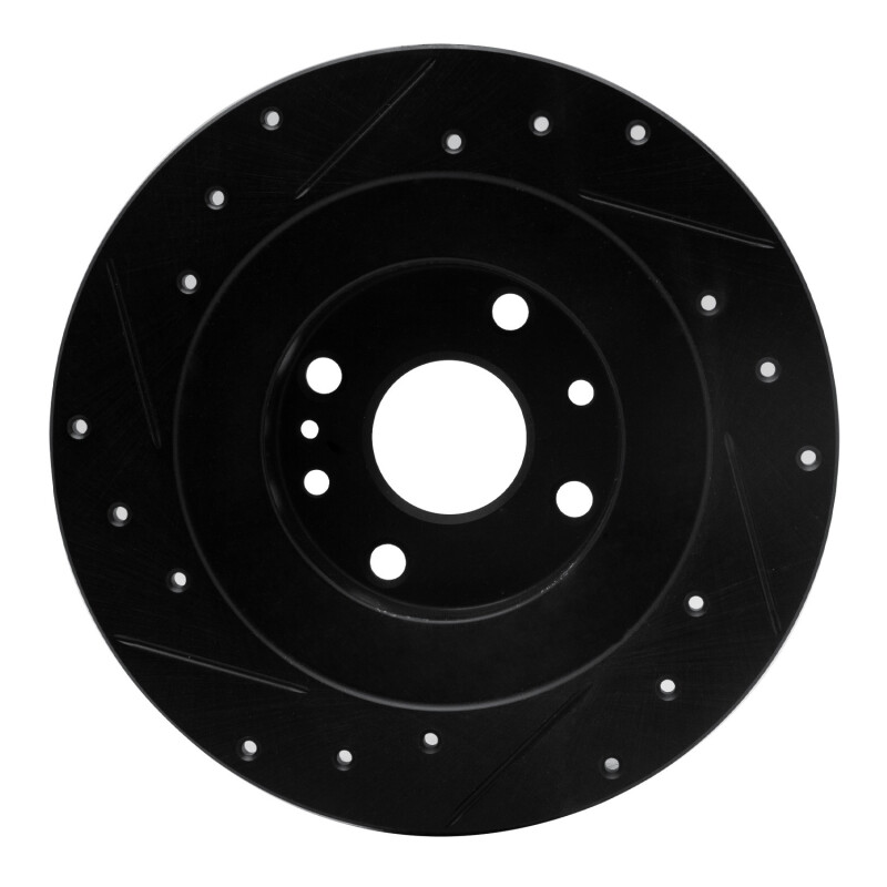 Mazda Miata Brake Rotor (1) - Rear Right - R1 Concepts - Drilled & Slotted - Black - `01-`05
